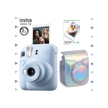 Fujifilm Instax Mini 12 Fotoğraf Makinesi + 10'lu Film + Parlak Kılıf Seti Mavi
