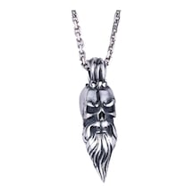 925 Ayar Gümüş Kafatası Kolye Gotik Sakallı Kafatası Tasarımı El Yapımı Takı Erkekler Ve Kadınlar İçin Gotik Hediye Gümüş