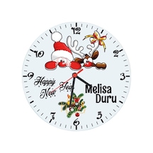 Yılbaşı Hediyesi Isimli Cam Duvar Saati Çok Renkli