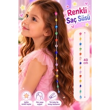 Renkli Yıldız- Kız Çocuk Saç Süsü 40 Cm. Pratik Tel Toka İle Kullanım