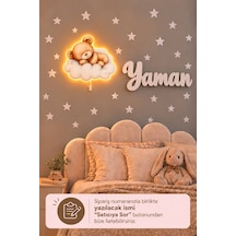 Ahşap Ayıcıklı Bulut Lamba & Işıksız İsimlik Seti İsimli Bebek Ve Çocuk Odası Dekoru Bej