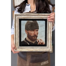 Oscar Stone Decor Çerçeveli Tablo Taş Duvar Dekoru 30 X 30 Cm Mustafa Kemal Atatürk Sakallı
