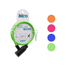 Anahtarlı Eko - İnce Plastik Kafa Bisiklet Kilit Çelik Tel Renkli Kılıf 7mmx65cm 5570 Çok Renkli