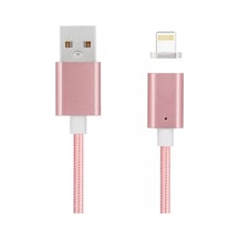 Manyetik Mıknatıslı Lightning Şarj Kablosu Rosegold Hasır- (254989821)