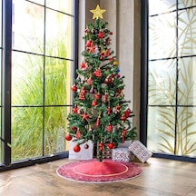 Aden Yılbaşı Ağacı Halısı, Çam Ağacı Eteği, Peluş Yılbaşı Halısı, Yılbaşı Paspası, Christmas Halısı, Prs0305 100x100cm Peluş