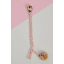 E&f Store El Örmesi Doğal Ahşap Emzik Askısı - Kaplumbağa - Pembe