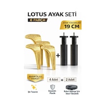 Lotus 19 Cm Ayak Seti Altın 6 Parça Robot Süpürgeye Uyumlu Koltuk Mobilya Dolap Baza Ayağı Altın