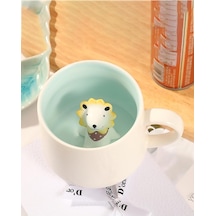 Mukko Home 3d Porselen Kupa Sevimli Aslan Figürlü, 350 Ml, Eğlenceli Ve Şık Tasarım,mavi Beyaz - Çok Renkli