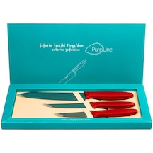 Pirge Pure Line 3'lü Mutfak Bıçak Seti Kırmızı