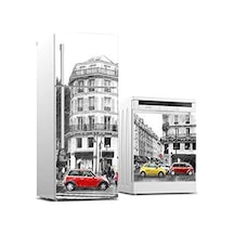 Buzdolabı Ve Bulaşık Makinası Beyaz Eşya Sticker Kaplama Kırmızı Araba Çok Renkli