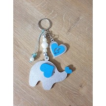 Hdrlazerdizayn Ahşap Fil Ve Kalpli Anahtarlık Bebek Hediyelik