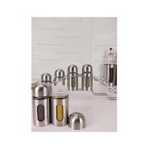 Standlı Metal Baharatlık Seti 6lı Cam-435