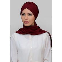 Hürrem Bone Bordo Pratik Hazır Geçmeli Tesettür Bone Petekli Mevsimlik Büzgül Bordo
