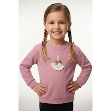 Breeze Kız Çocuk Sweatshirt Kuğu Armalı Fiyonk Detaylı 2-6 Yaş, Gülkurusu Gül Kurusu