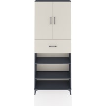 Arges Dolap 5 Raflı Tek Çekmeceli 2 Kapaklı 88x30x221 Antrasit-aytaşı Antrasit