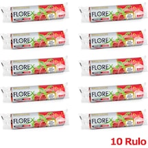 Florex 40 Litre Büzgülü Çilek Kokulu Çöp Torbası Poşeti / 55 x 60 CM - 10 Adetlik 10 Rulo
