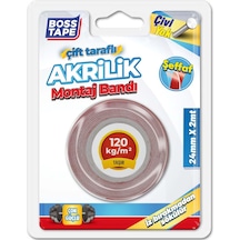 Şeffaf Çift Taraflı Akrilik Montaj Bandı-24 MM/2mt