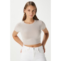 Ritnice Kadın Deal Lux Touch Yumuşak Doku Crop Bej Bluz