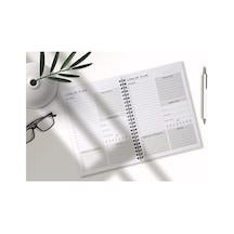 120 Günlük Tarihsiz Spiralli Planlayıcı - A5 Boyutu, 60 Yaprak 120 Sayfa , 90 Gr. Ivory Kağıt Siyah Kapak