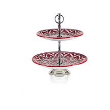 The Mia Corallo 2 Katlı Kek Pasta Servisi Kırmızı 27x22x31 Kırmızı