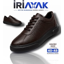 İriayak Büyük Numara Hakiki Deri 42-48 / Rahat Taban Casual Ayakkabı / Erkek - Günlük Kullanıma Uygun Kahverengi - Siyah