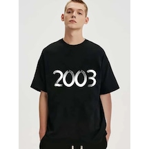 Flood Of Style Erkek Siyah 2003 Baskılı Bisiklet Yaka Tshirt Kahverengi