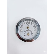 Analog Gümüş Yuvarlak Isı Nem Ölçer Bimetal Termometre -25+55c / %20-100 Nem Çap:50mm