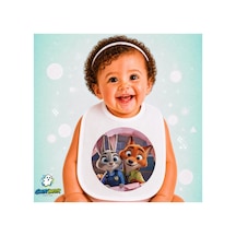 Zootropolis Keten Bebek Mama Önlüğü Yumuşak - Emici - Yıkanabilir - Özel Tasarım P212 Çok Renkli
