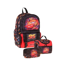 Kaukko Kids Rust Eze Kırmızı - Siyah Renk Erkek Çocuk Üçlü İlkokul Okul Çantası Seti/takımı - Setkk-l5399a