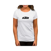 KTM Motorcycle Black Logo Beyaz Kadın Tişört Beyaz