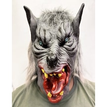 Kafaya Tam Geçmeli Lateks Dil Çıkaran Mavi Gözlü Kurt Maskesi Nessiworld