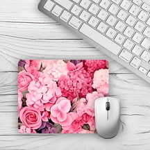 Pembe Renkli Çiçekler Tasarımlı Baskılı 18x22 Cm Mouse Pad