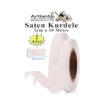 Beyaz Kurdele Saten 2 Cm 10 Metre 2 Adet Saten Kurdela Parlak Hediye Ve Süsleme Şeridi Süs Paketleme Çiçek Saç El