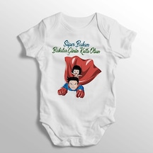 İmaj Tuğbababy Süper Babam Babalar Günün Kutlu Olsun Yazılı Baskılı Bebek Zıbını (520689097) Beyaz