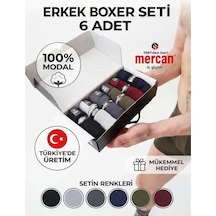 Mercan Erkek Modal Boxer Kutuda 6'lı Set Siyah,gri,haki,füme,bordo,lacivert