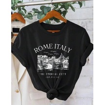 Startmore Rome Italy Desen Baskılı Basic Siyah