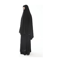 Çarşaf Soft Krep İğneli İçten Gizli Peçeli Model Tek Parça Siyah
