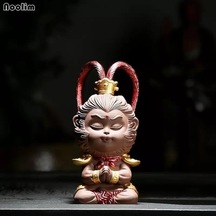 Novahub Mor Kil Maymun Kral Süsler Çay Pet Seramik Küçük Hayvan Heykelcik Ev Araba Dekorasyon El Sanatları A A