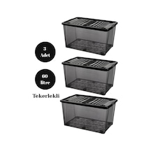 60 Litre 3 Adet Saklama Kutusu Düzenleme Siyah