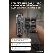 Lcd Ekranlı 1800 Mah Şarjlı Saç Kesme Makinesi Usb Şarjlı 4 Taraklı Tıraş Makinesi Seti Bx-313658