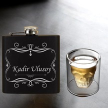 Kişiye Özel Cep Matarası Ve Çift Çidarlı Kuru Kafa Bardak