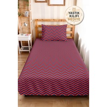 Kırmızı Mavi Zigzag Geometrik Genç Odası Tek Kişilik Pike Takımı - Çizgili 160x220 Cm Yatak Örtüsü Gölge Yaprak Harmonu