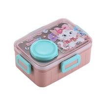 Bento 600ml Yeni Lunchbox Serisi Sevimli Desenli Tek Katlı Bölmesiz Mini Sosluklu Sızdırmaz Paslanmaz Çelik Sefer Tası Çocuk Okul Yemek Kutusu Bpa Yok Özel Kutulu - Pembe Çok Renkli