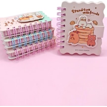 Capybara Tavşan Ayı Cırtlı Cep Boy Mini Not Defteri 7x8 Cm - Beyaz