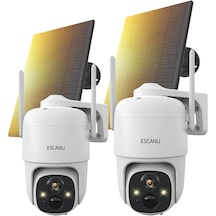 Escanu Solar PTZ AI Sensörlü WiFi 360 IP65 Güvenlik Kamerası 2li