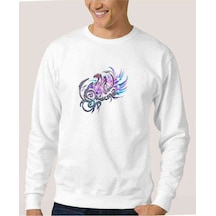 Scorpion Colour Mix Baskılı Beyaz Erkek Örme Sweatshirt