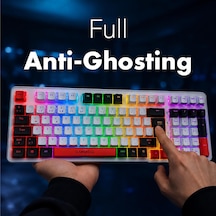 Troya Mix Rgb Mekanik Oyuncu Klavyesi, Kablosuz 3 Mod, Red Switch, Full Anti-ghosting, 4000 Mah, Türkçe Q, Numpad Kar