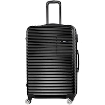 Bene Unisex Abs Sert Kabuk Tekerlekli Büyük Boy Siyah Valiz Bavul