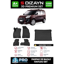 S-dizayn Fiat Doblo Geniş Aile 3d Pro Havuzlu Paspas Ve Bagaj Havuzu Seti 2'li Set 2010-2022 A+ Kalite