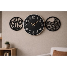 Duvar Saati Şık Ve Modern 40 Cm Çiçekler 30 Cm No1027 Çok Renkli